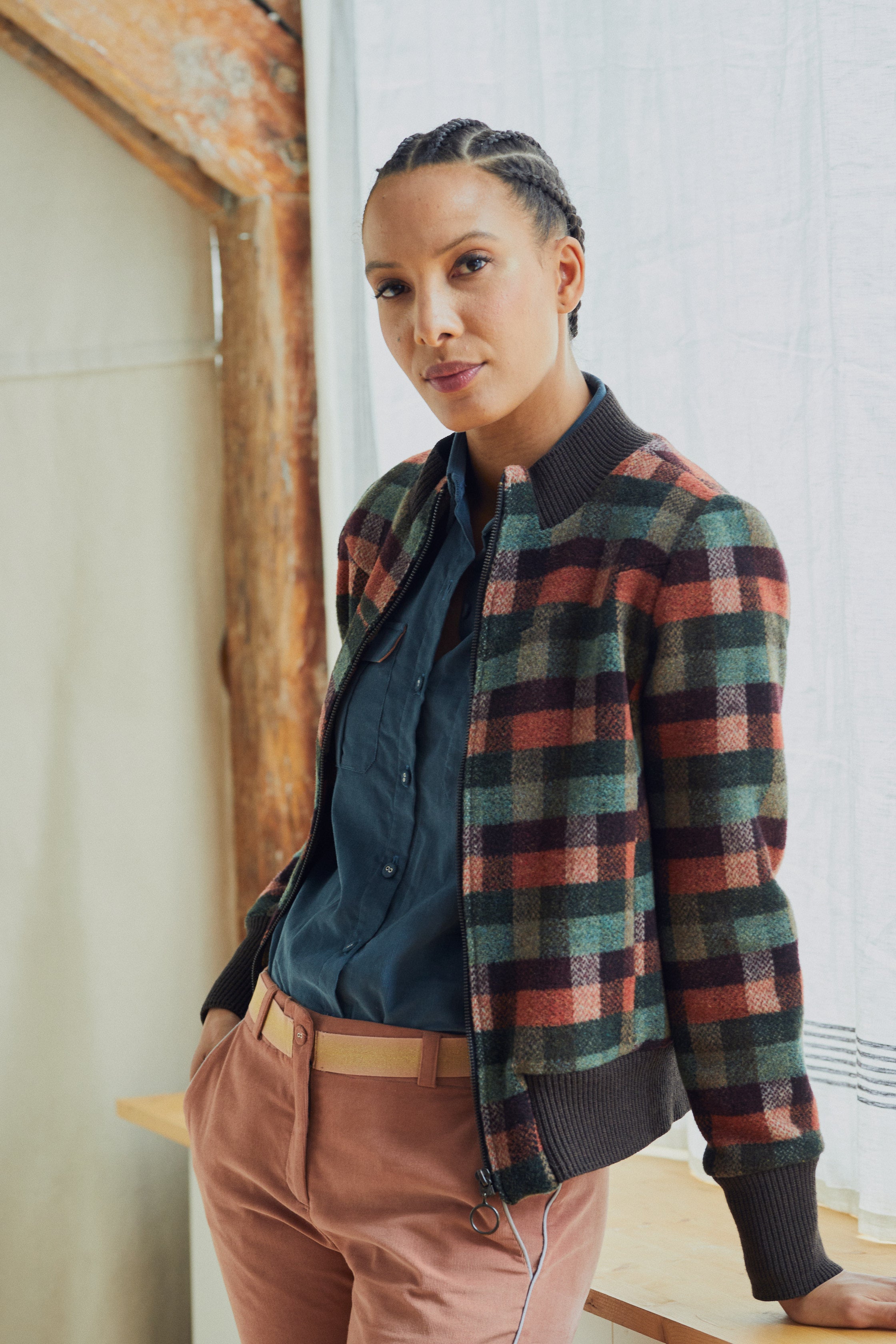 ANNE WILLI Virgin shops Wool Herringbone Bomber Jacket